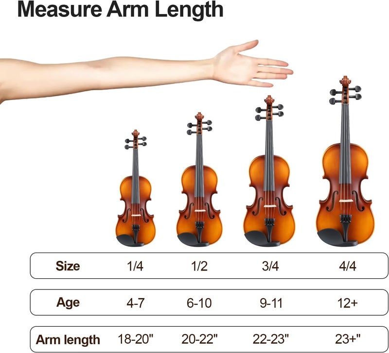 GLARRY GV104 All-In-One Violin/Fiddle Kit - Comes with Hard Case, Bow, Rosin & Step-by-Step Instruction Manual for Beginners & Students (3/4) - Image 4